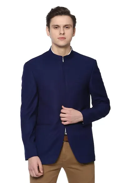Men Navy Solid Party Blazer
